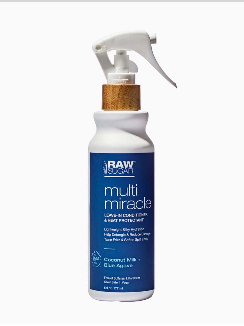 RAW SUGAR Multi Miracle Leave-In Conditioner & Heat Protectant – Blue